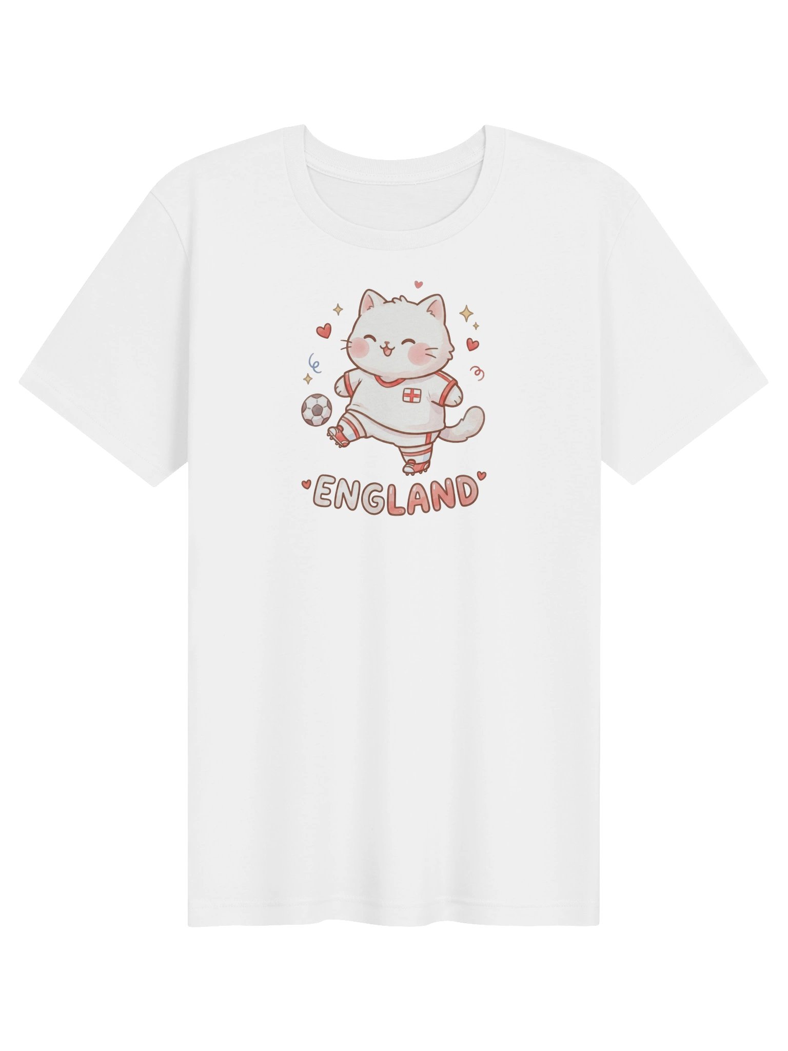 England Soccer Cat Shirt, Cute England Fan Tee, Kawaii Football Supporter T-Shirt product image (1)