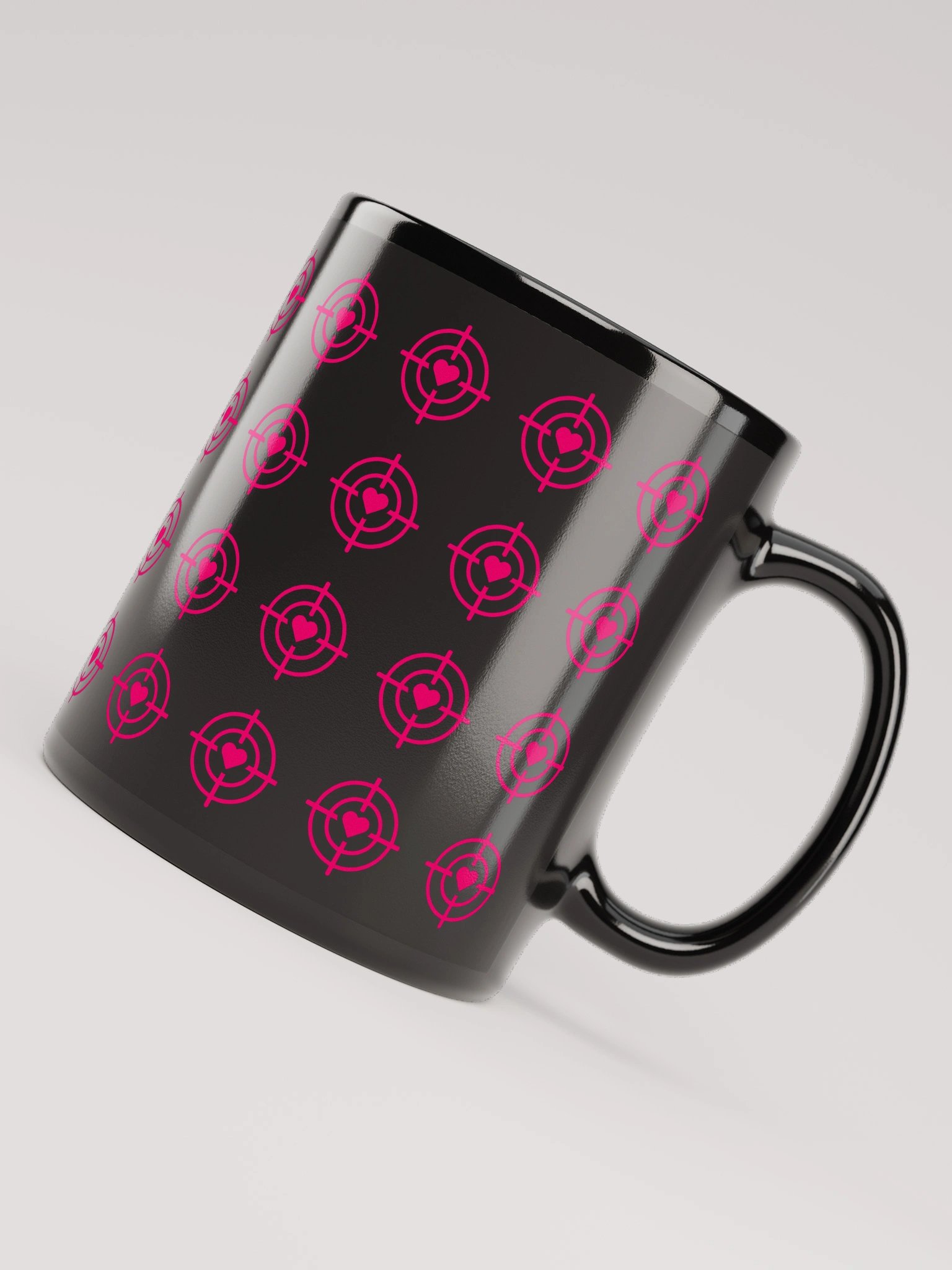 Pink Heart Crosshair Black Mug product image (4)