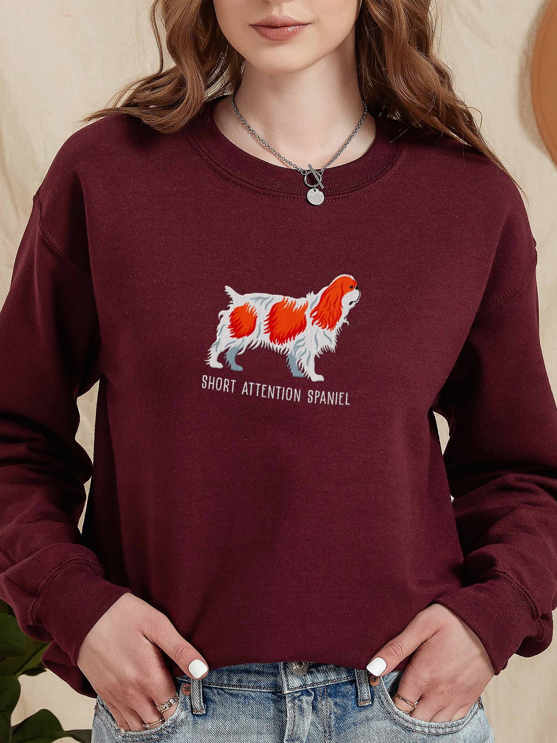 Short Attention Spaniel Sweatshirt (Embroidered) of an English Toy Spaniel(Blenheim) product image (2)
