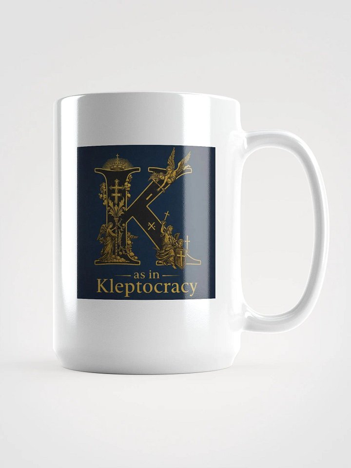 K as in kleptocracy white glossy ceramic mug by dark alphabet product image (1)
