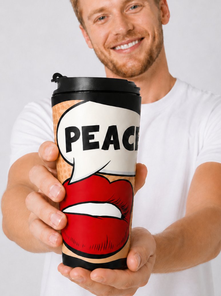 STAINLESS STEEL TRAVEL MUG, PEACE product image (1)