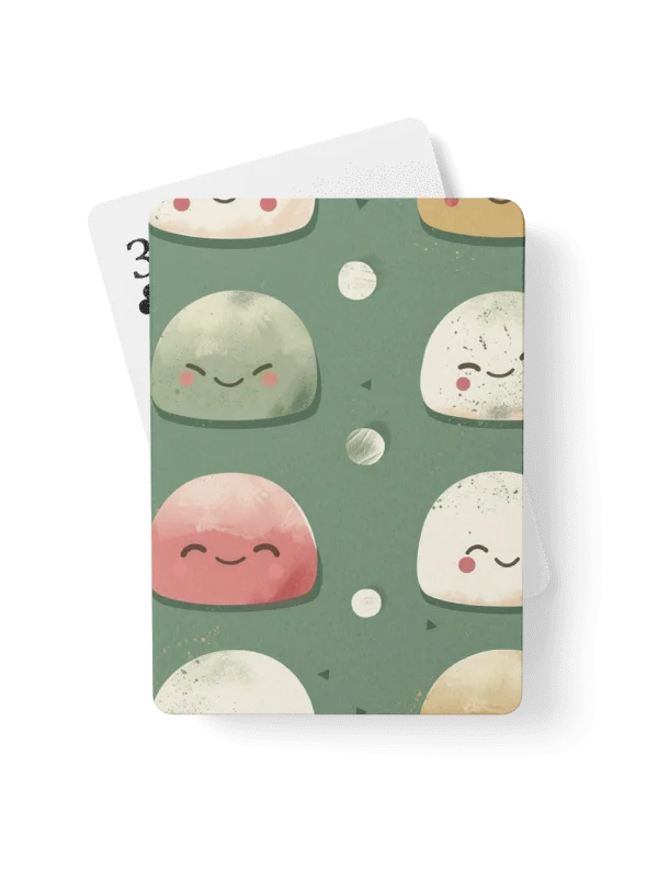 Cute Japanese Mochi Playing Cards - Kawaii Green Dessert Poker Deck product image (1)