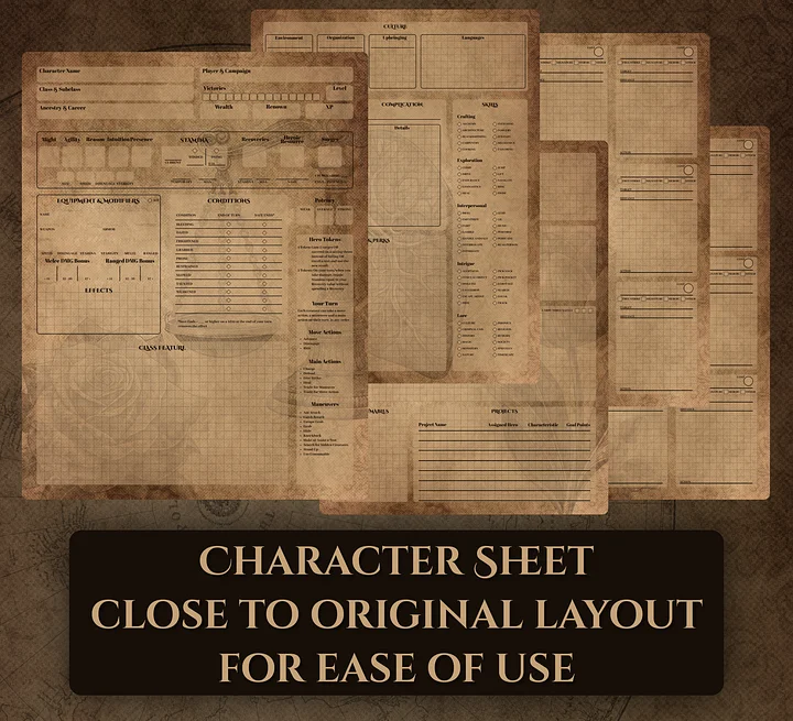 Vintage Draw Steel TTRPG Character Sheet and Journal product image (2)