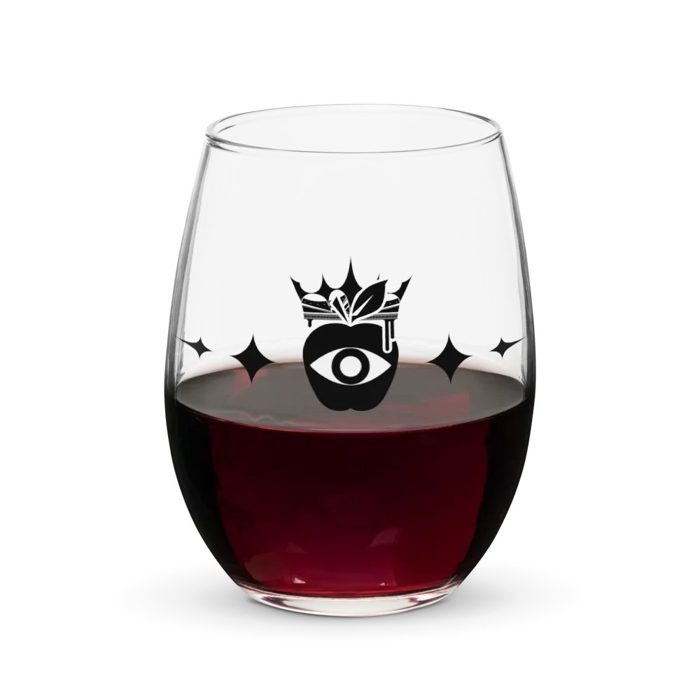 Crowned Apple (Black) ✦ Stemless Wine Glass product image (5)
