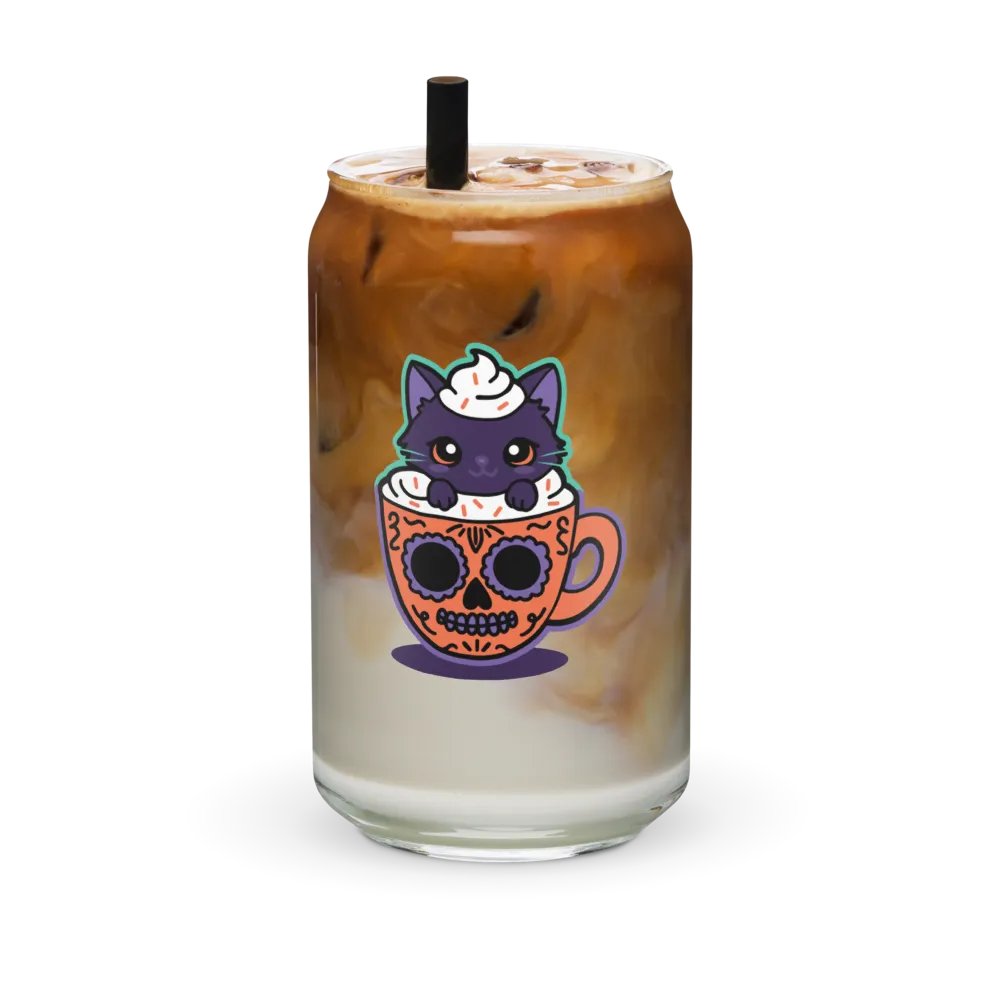 Sugar Skull Kitten Mug 16oz Can-Shaped Drinking Glass product image (3)