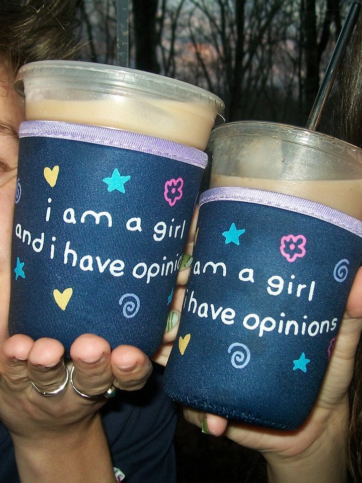 i am a girl and i have opinions koozie!!! (pre-order!) product image (1)