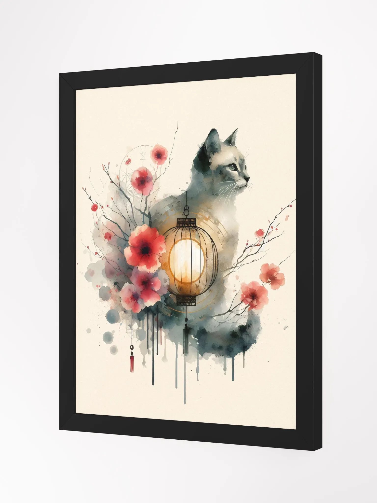 Watercolor Cat in Chinese Art Style - Wall Art product image (2)