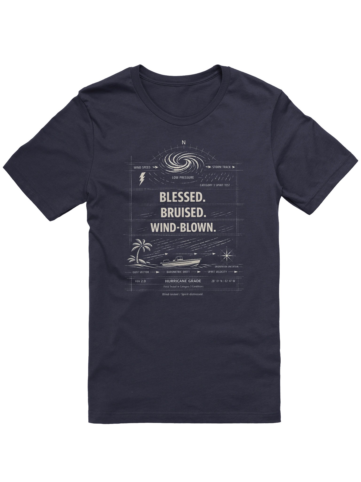 Florida Hurricane Survival Shirt Wind-Blown Blueprint Design product image (1)
