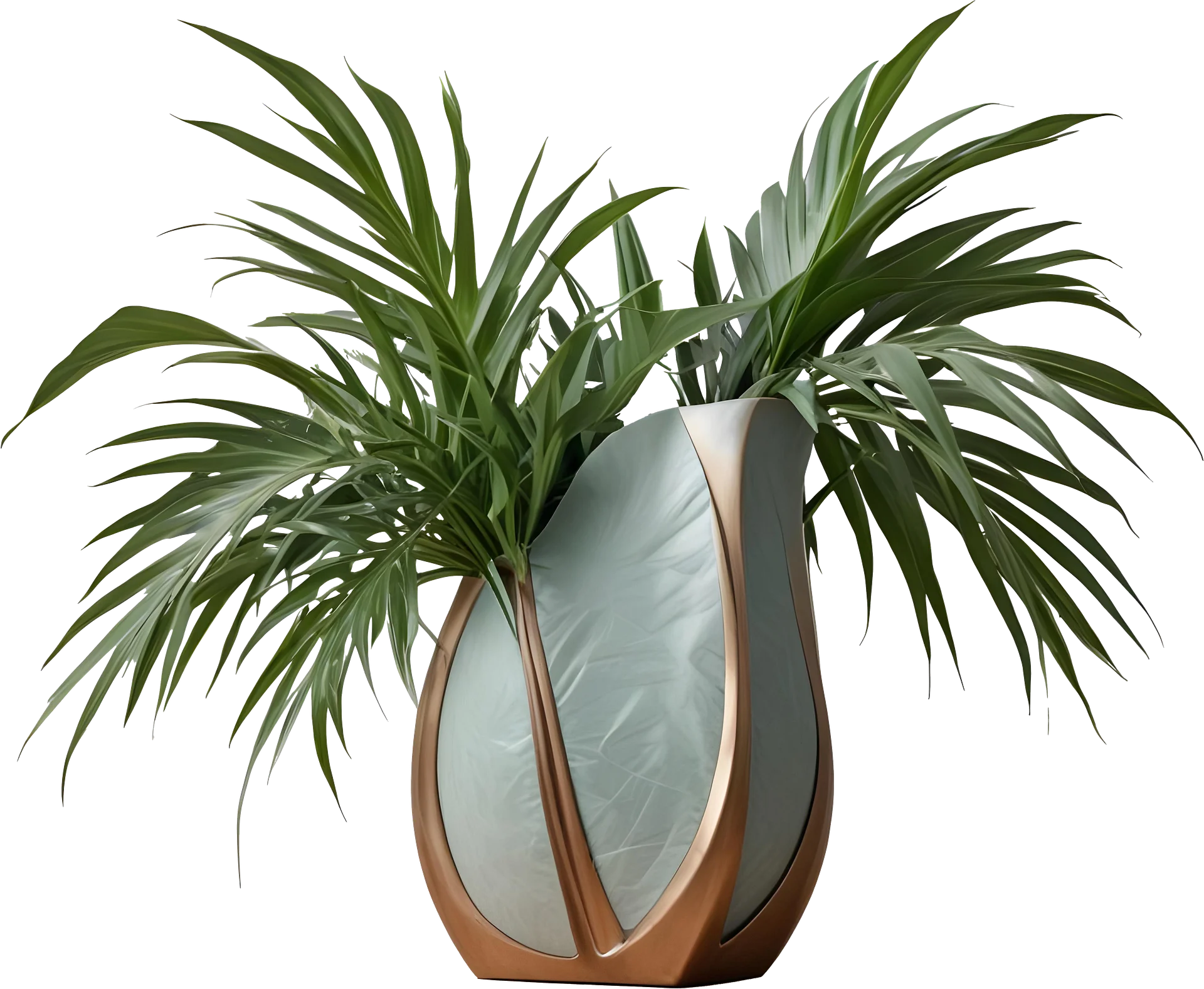 Gatsby Grace – Art Deco Vase with Tropical Plant PNG product image (1)