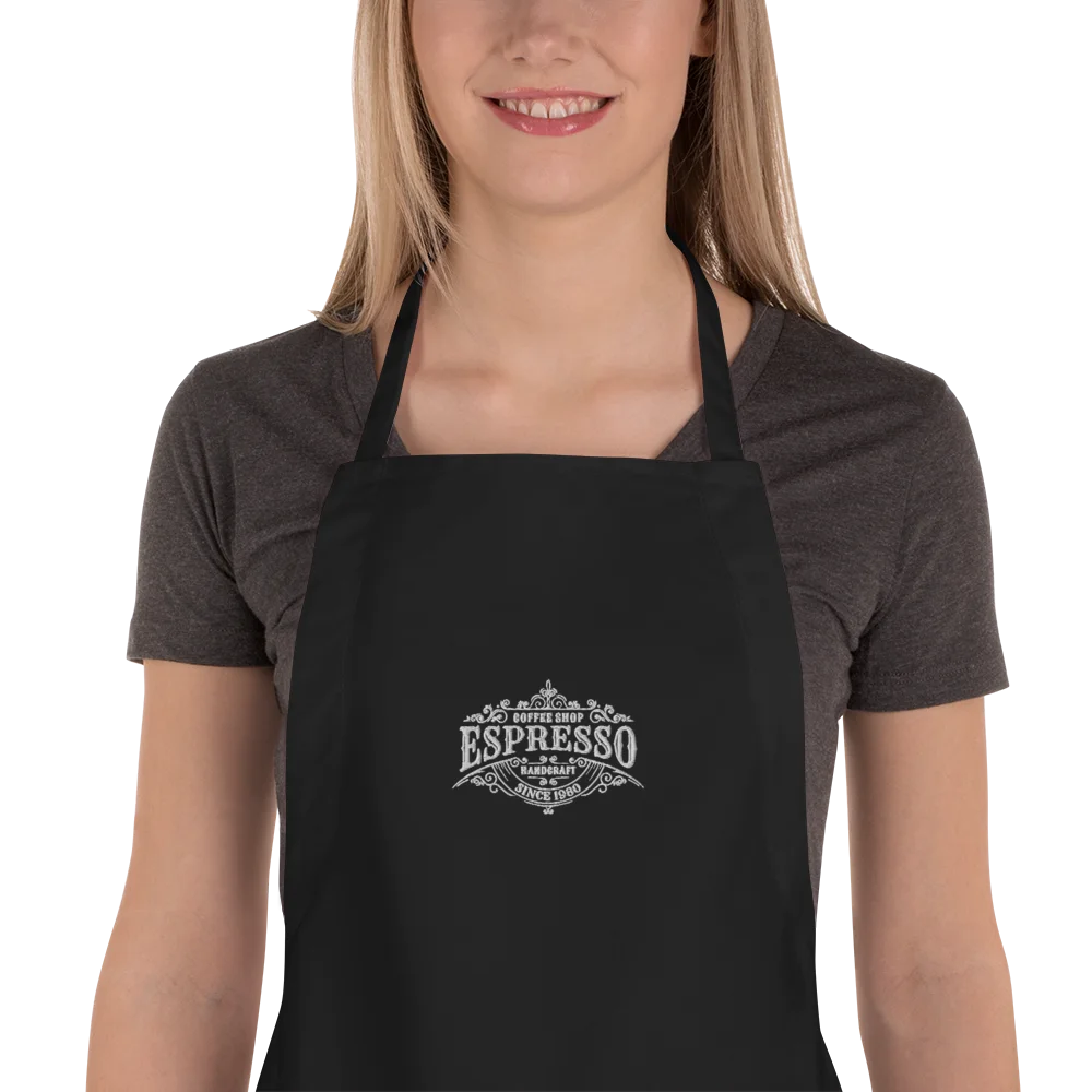 Vintage Espresso Black Apron – Embroidered Coffee Shop Barista Apron product image (1)