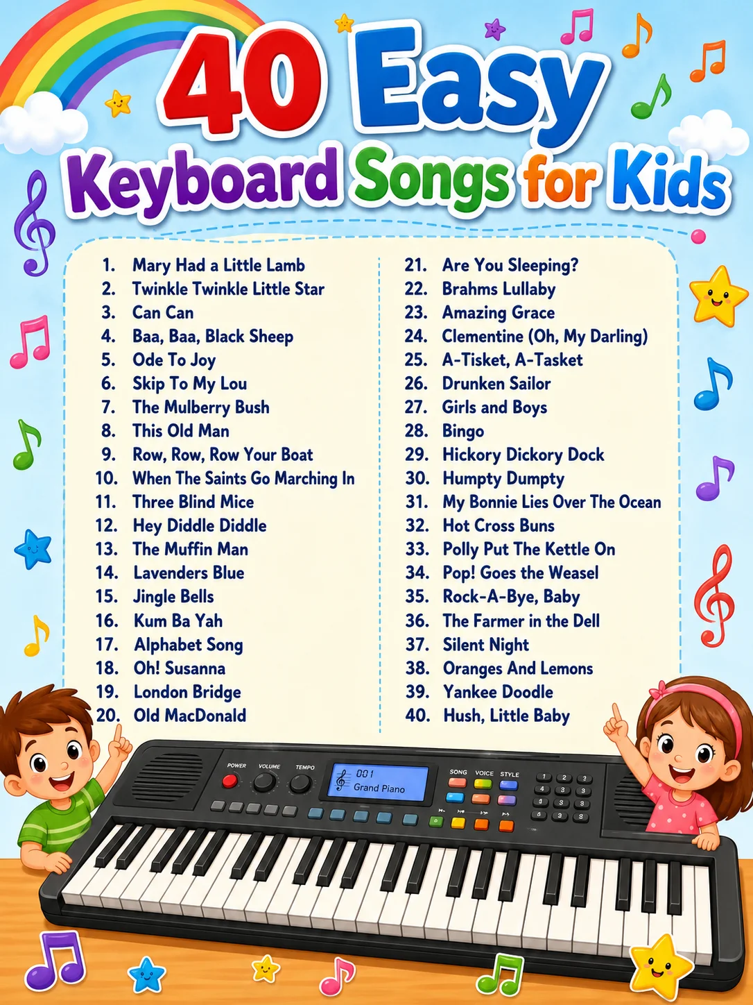 Easy Keyboard Pieces for Kids: 40 Simple Songs with Letter Notes | Beginner Keyboard Sheet Music product image (3)