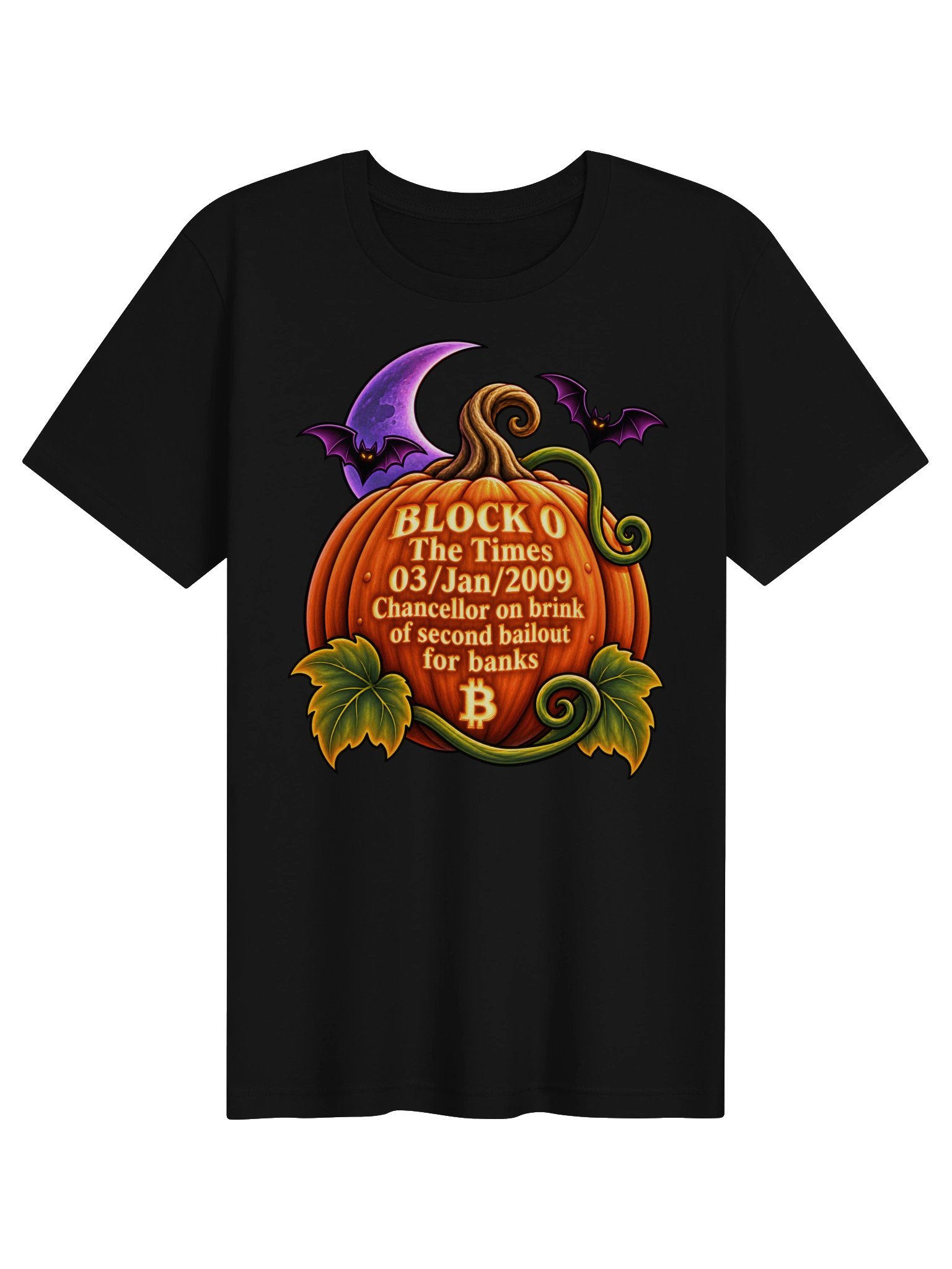 Genesis Pumpkin Full-Front Bitcoin T-Shirt product image (1)