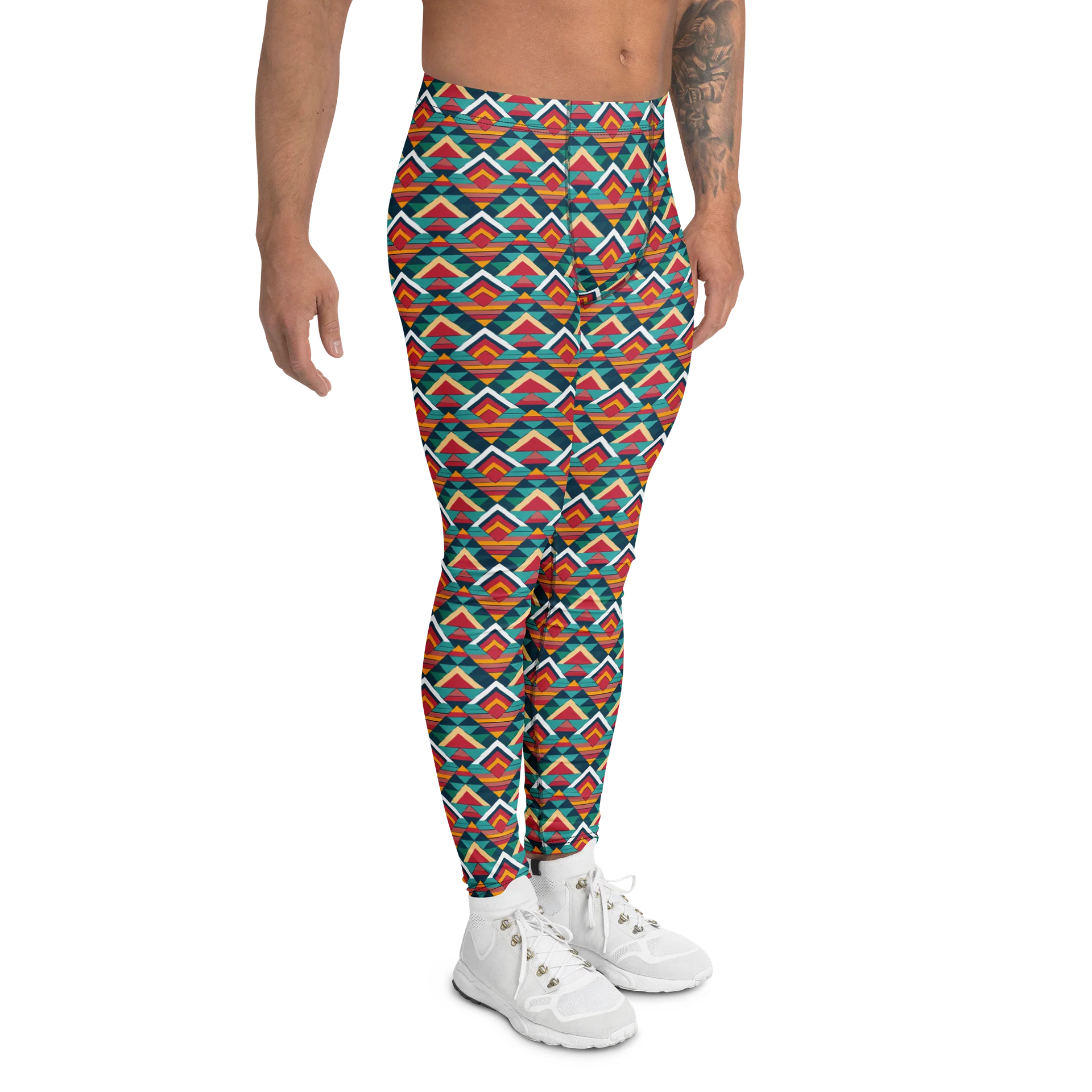 Colorful Geometric Diamond Triangle Men's Leggings product image (3)