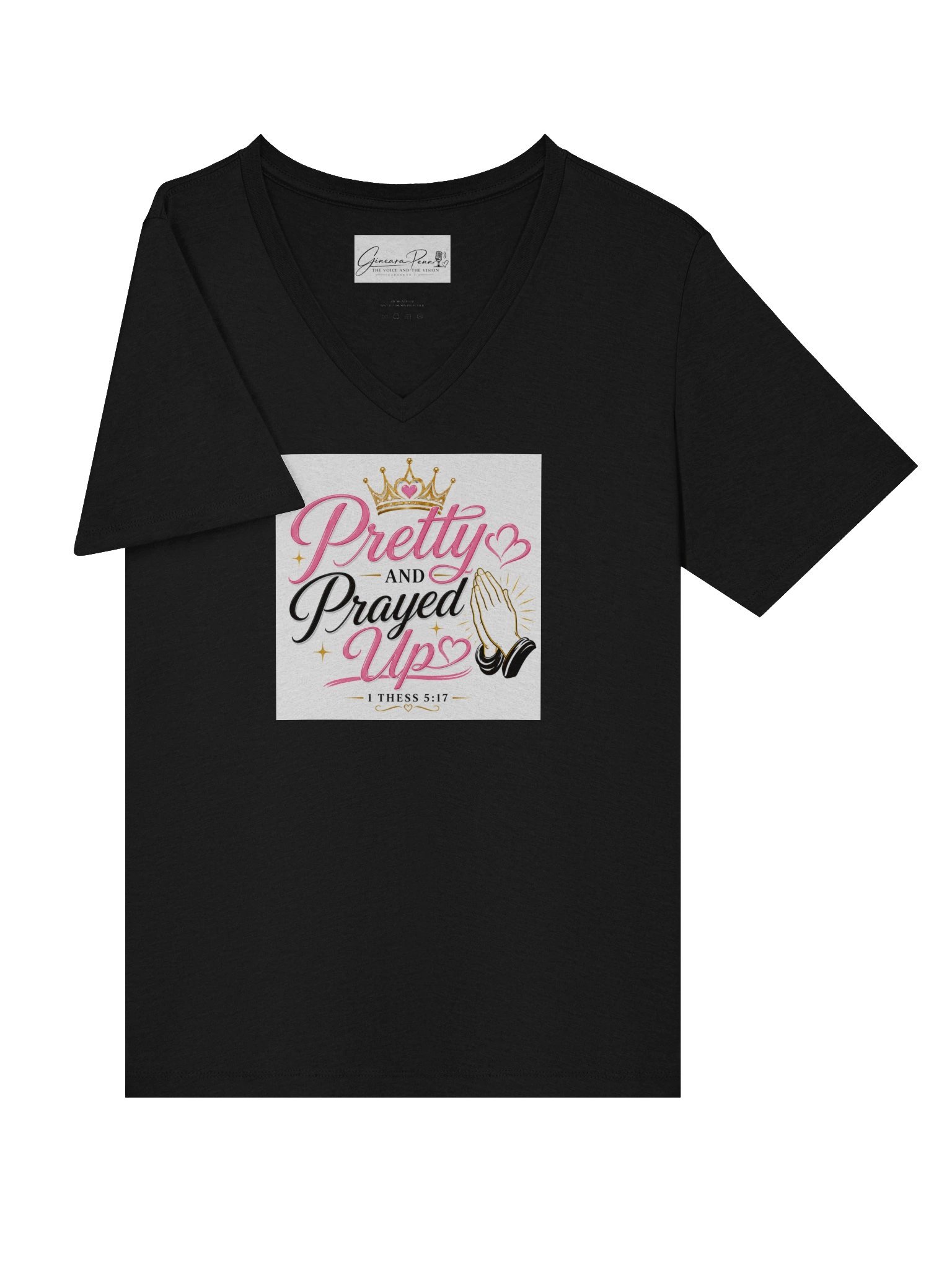 Pretty and Prayed up V-neck-Black product image (3)
