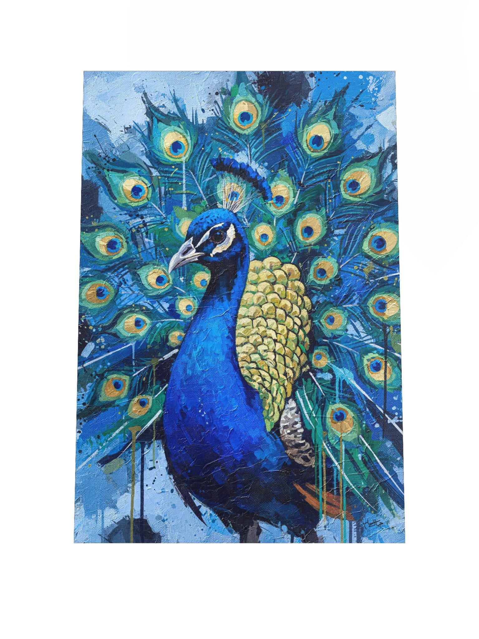 Radiant Majesty – Blue Peacock Abstract Canvas Wall Art product image (7)