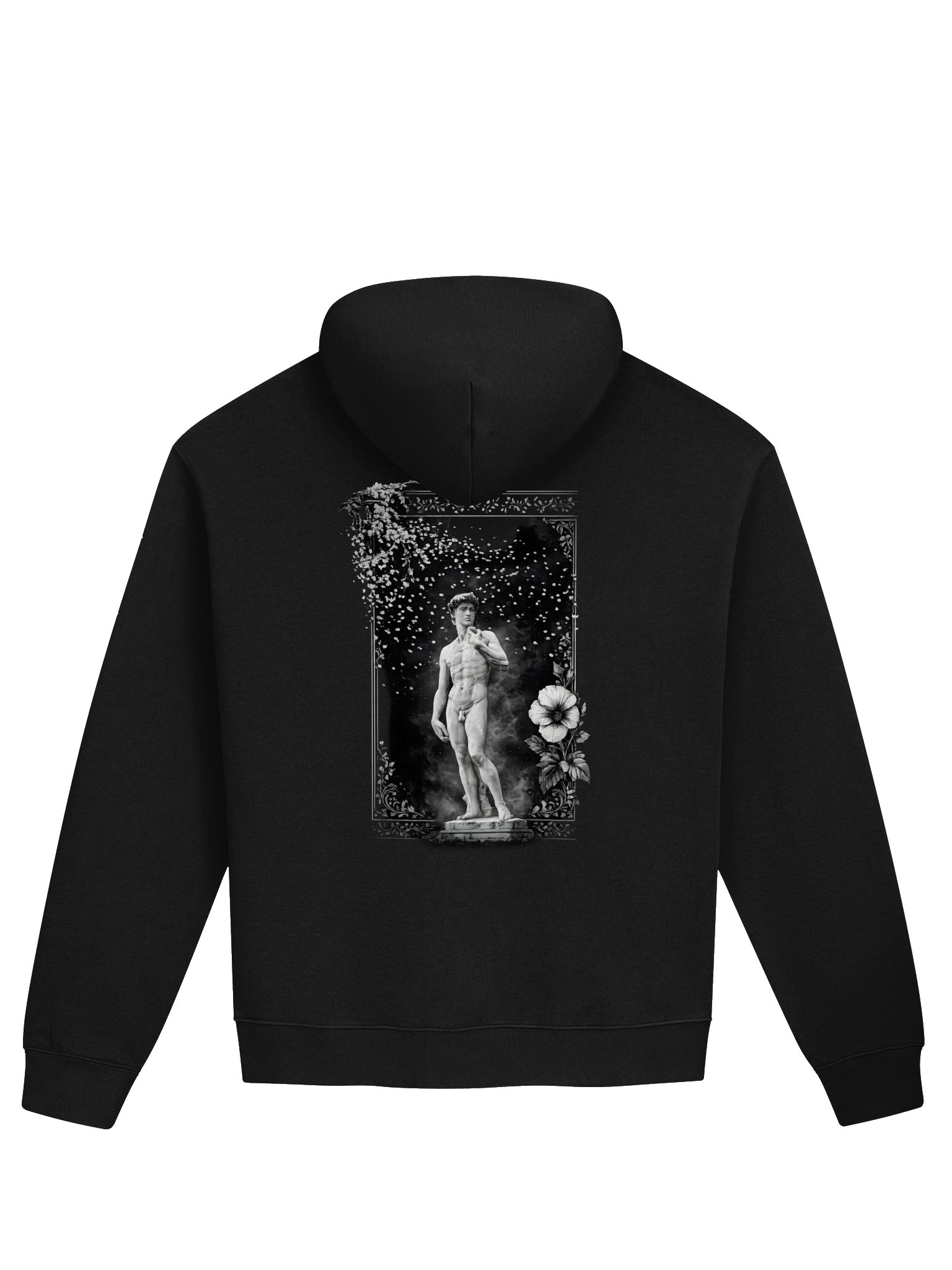Vintage Renaissance Michelangelo's 'David' Graphic Hooded Sweatshirt — Pure Black Statue Hoodie product image (1)