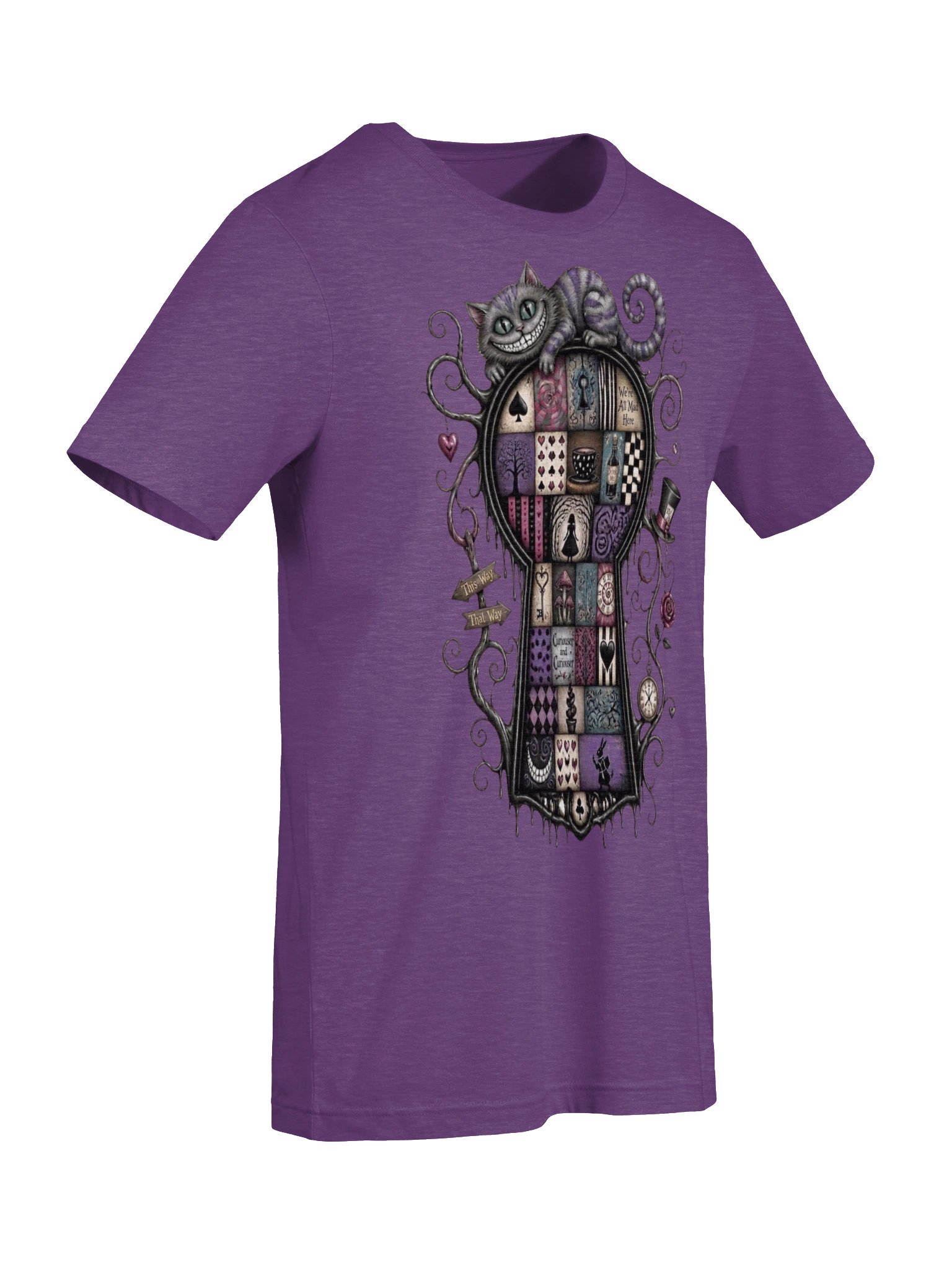 Cheshire Cat Wonderland Shirt, Dark Alice Tee, We're All Mad Here Whimsigoth Graphic product image (8)