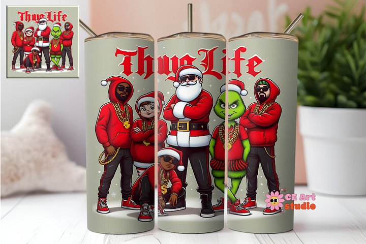 Thug Life Holidays Funny Tumbler Wrap PNG product image (1)