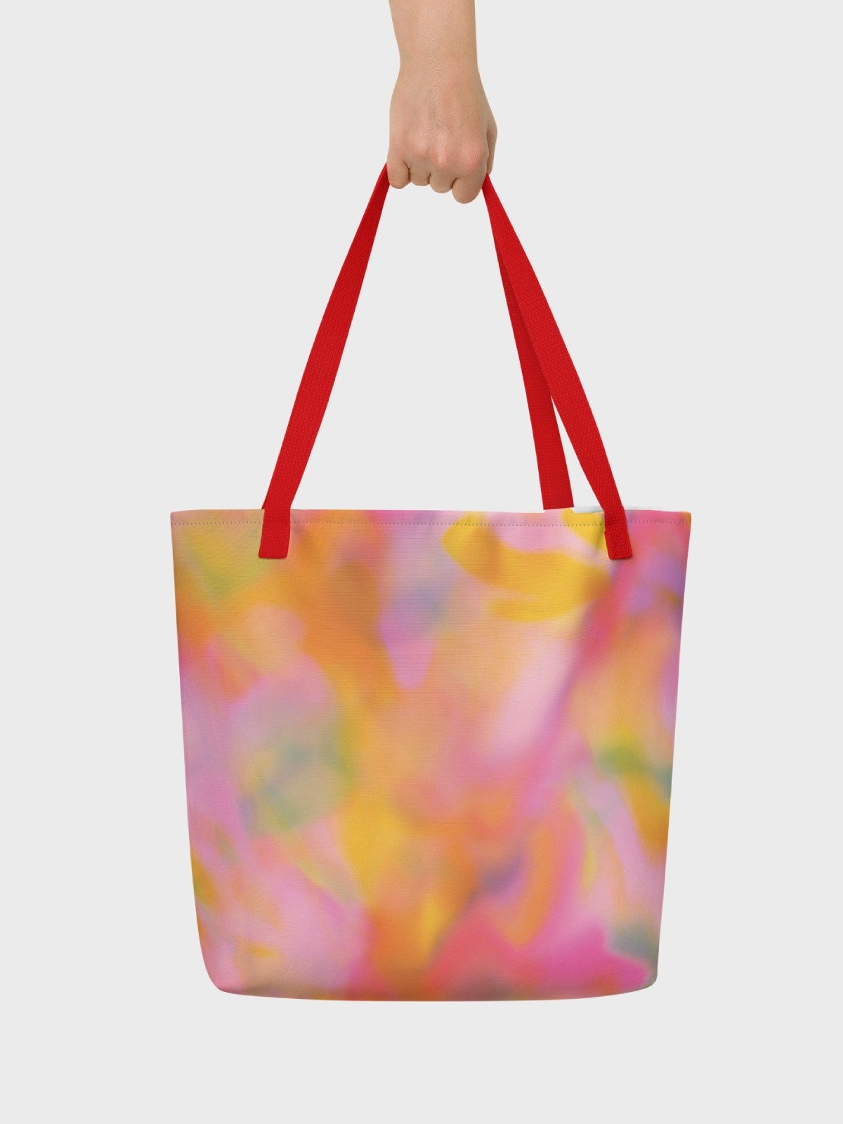 Large Tote Bag "Sweet Pastel Tie Dye in Orange Light Pink" product image (3)