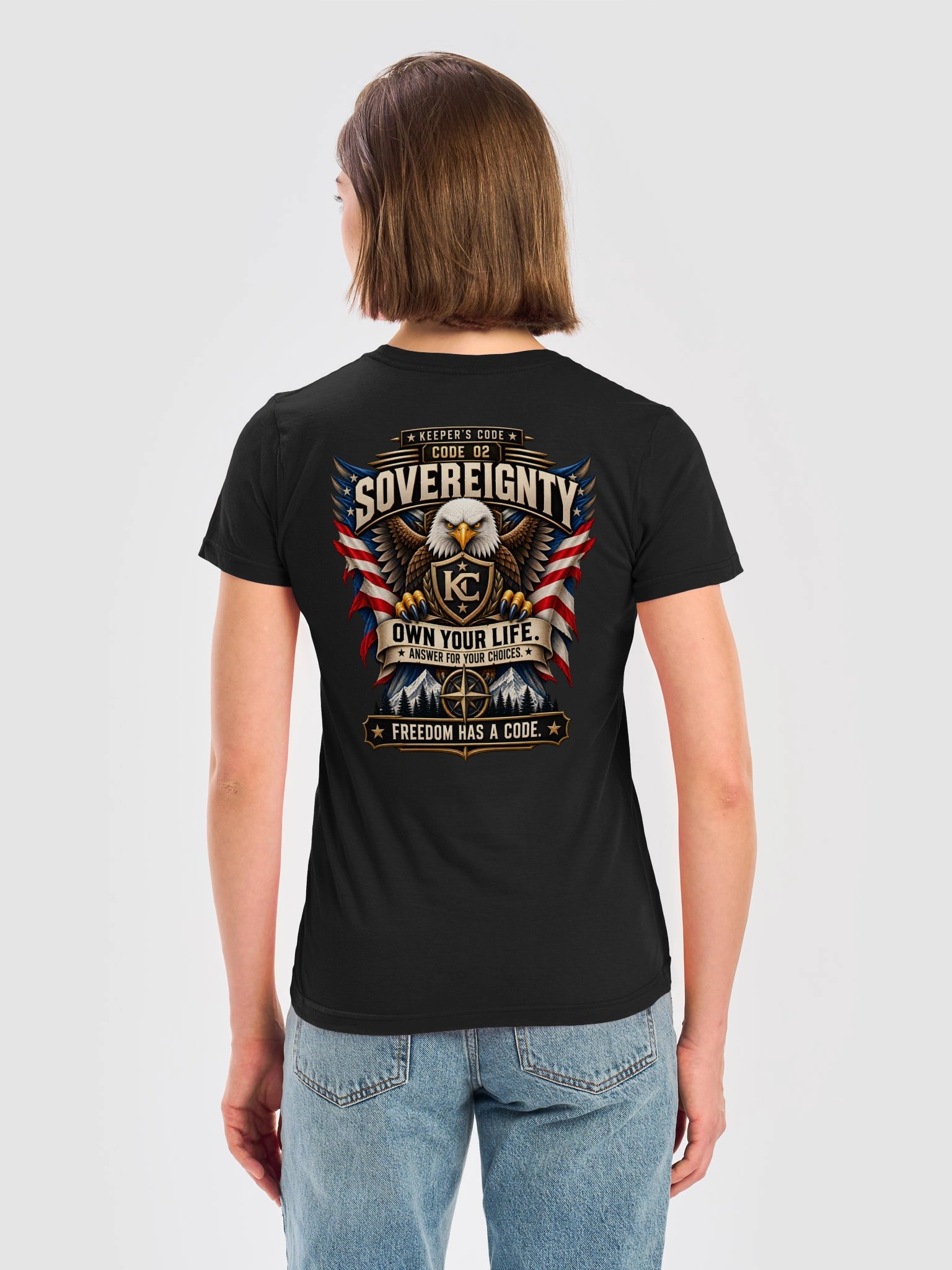 Keeper’s Code™ Women’s CODE 02 Sovereignty American Eagle T-Shirt product image (8)