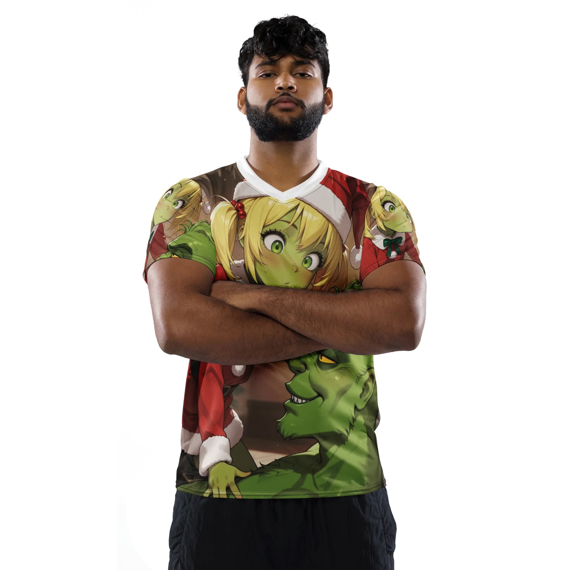 Grinchmas Mischief 2025 – All-Over Anime Holiday Shirt product image (2)