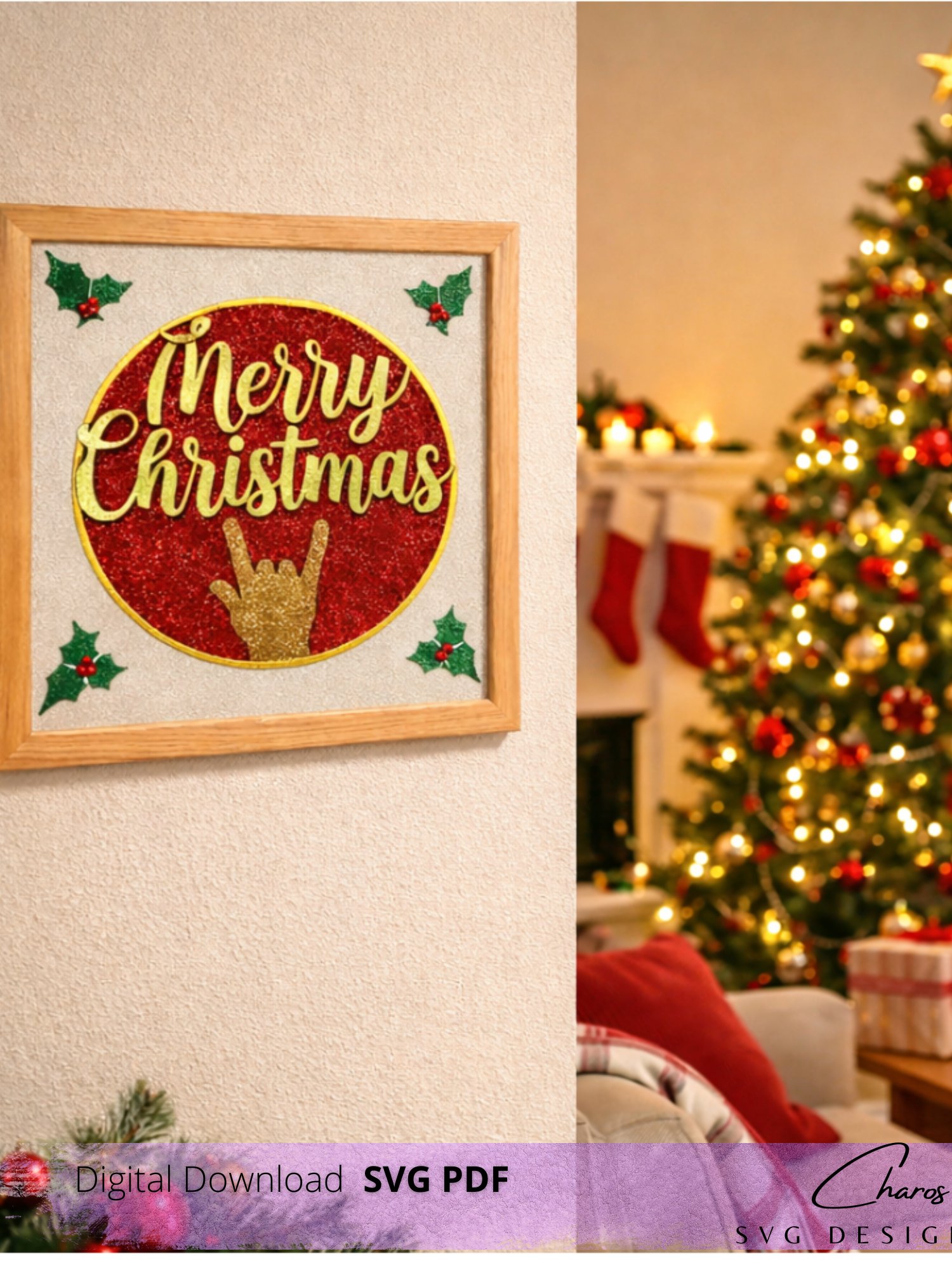 3D ASL Merry Christmas SVG Layered Shadow Box Design product image (4)