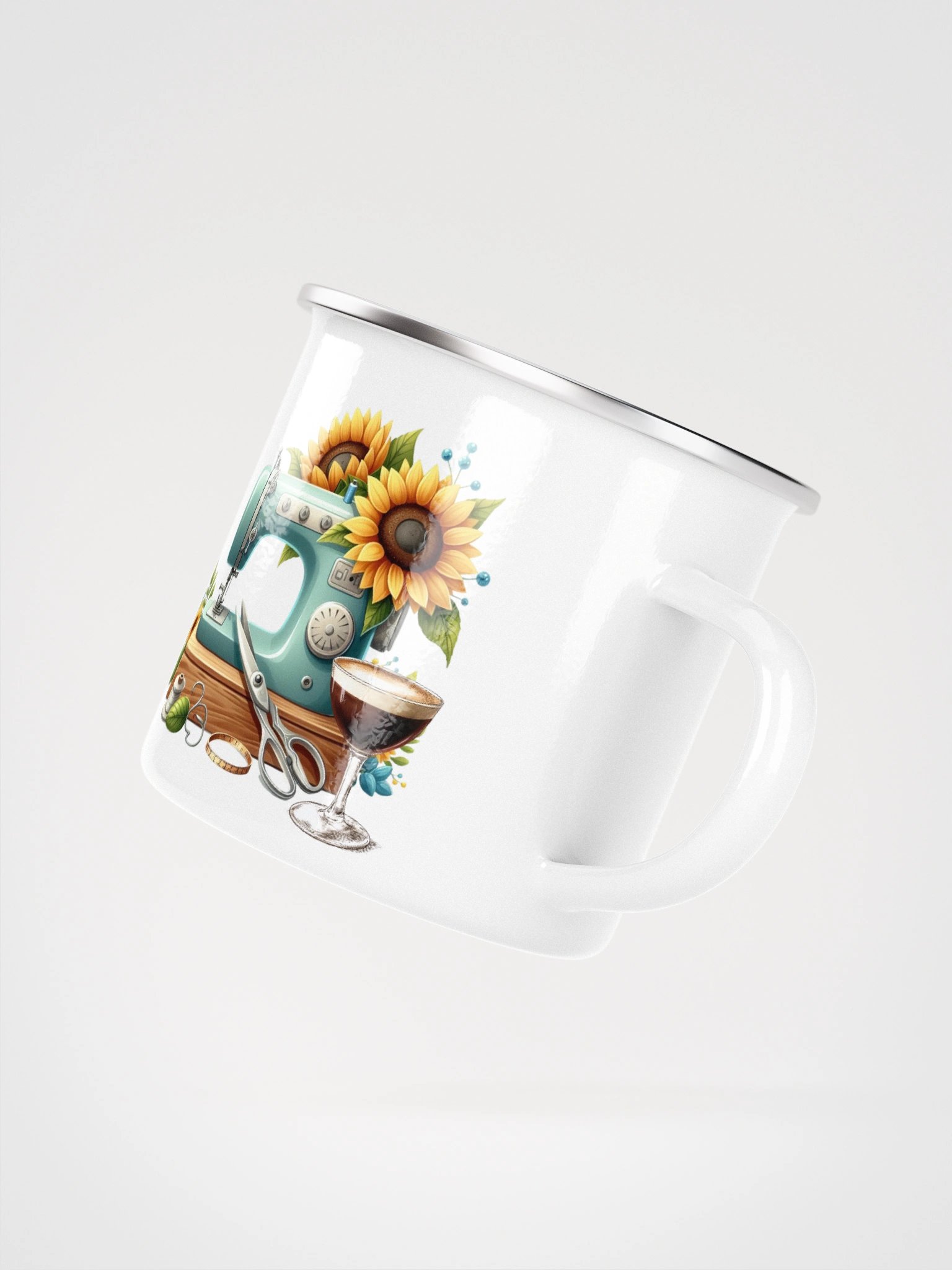 Sips Snips Stitches Enamel Mug product image (3)