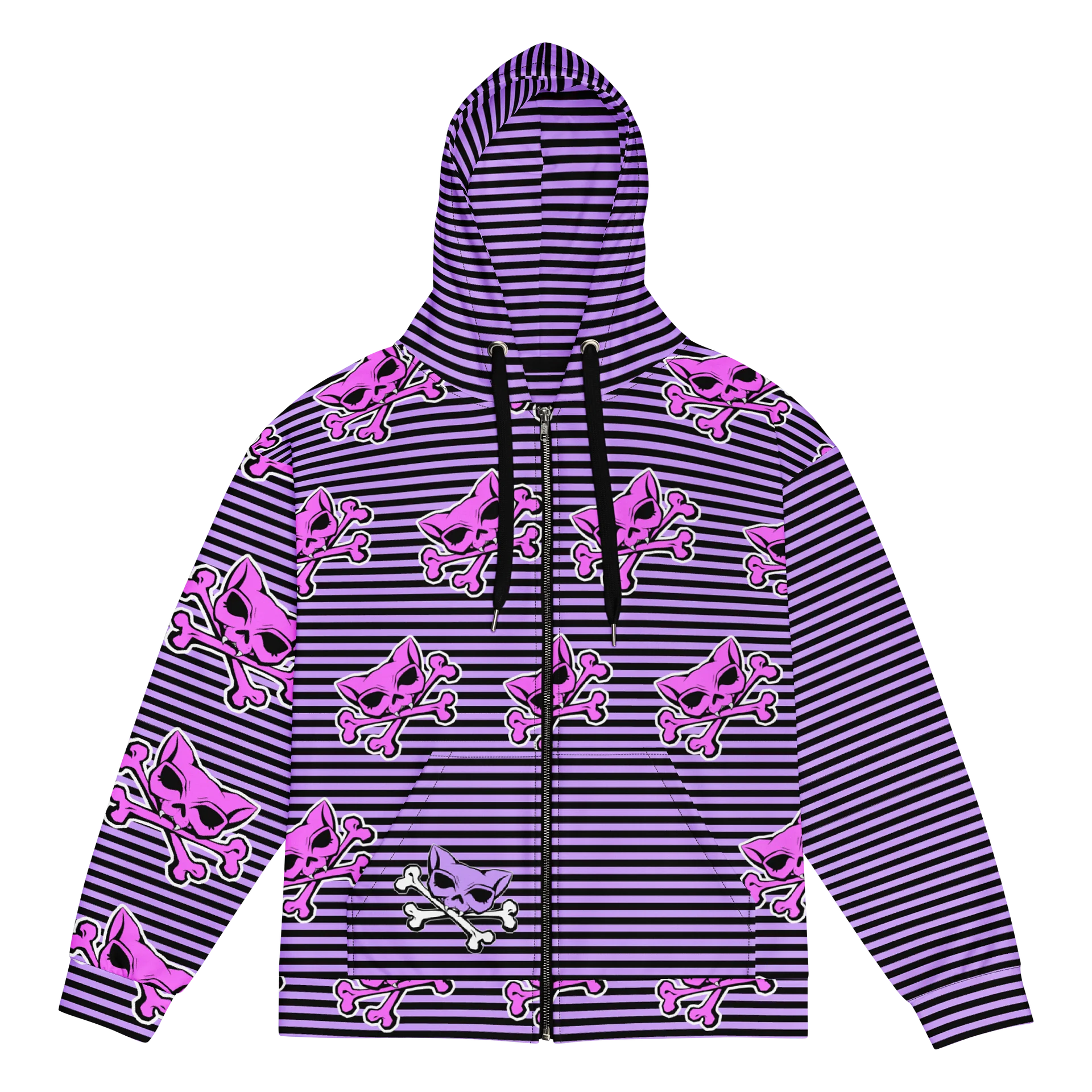 Blaque and Purple Kat Skull Remix Stripped Hoodie product image (1)