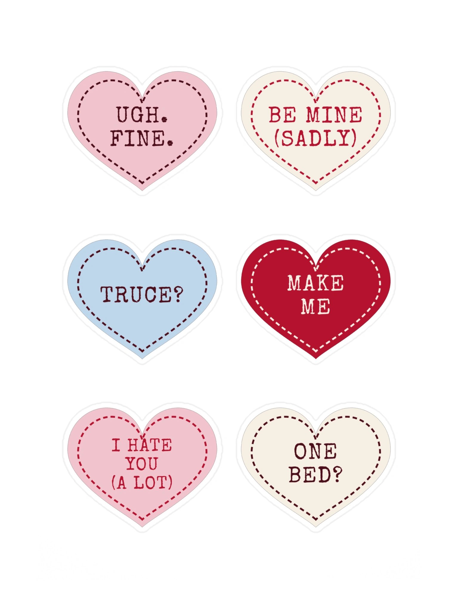 Conversation Hearts, but Hostile: Sticker Sheet product image (3)