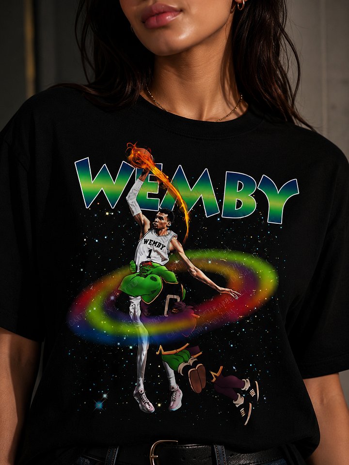 Wemby Space Jam Alien Dunk Shirt | Victor Wembanyama 90s Bootleg Tee product image (2)