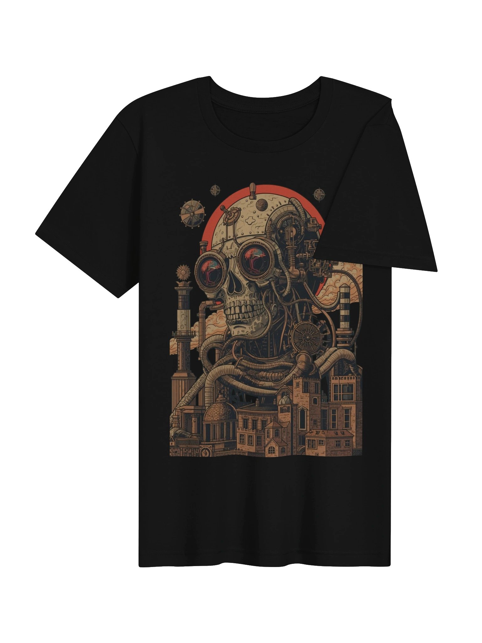 Mechanical Skull Future City Lightweight T-Shirt product image (7)