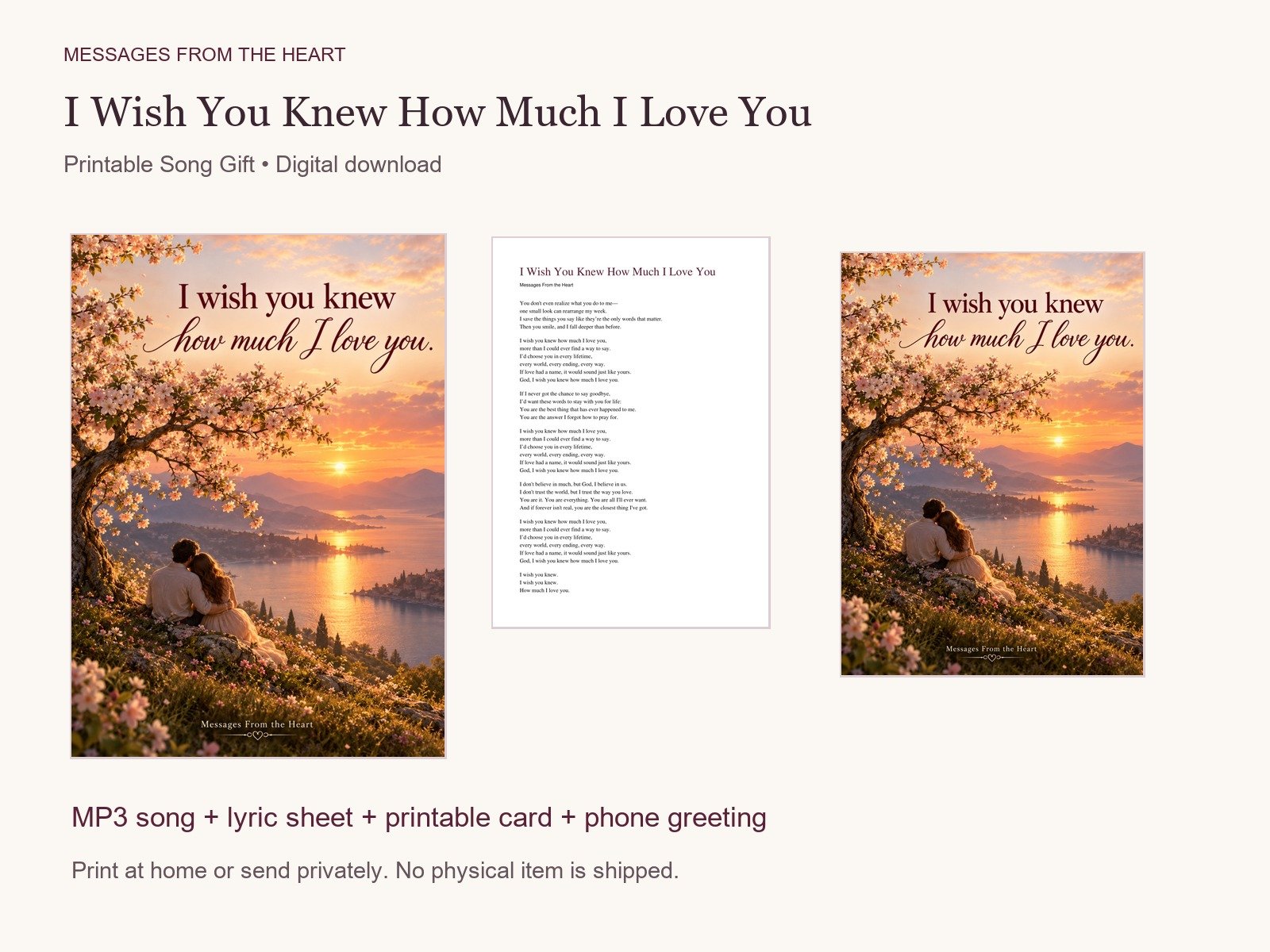 I Wish You Knew How Much I Love You — Printable Song Gift product image (1)