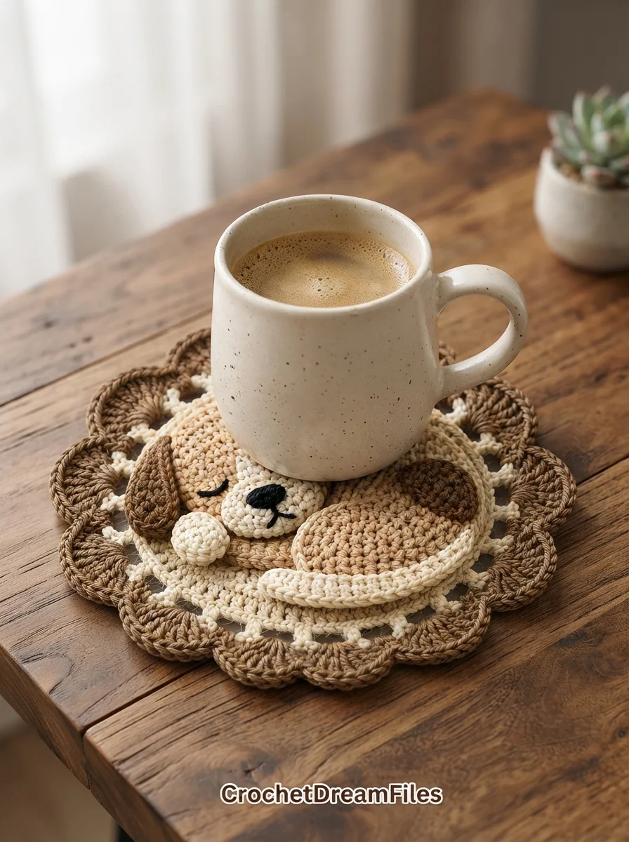 Sleeping Dog Crochet Coaster Pattern product image (4)