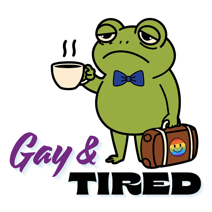 Gay & Tired Frog Sticker (3" x 3") product image (2)