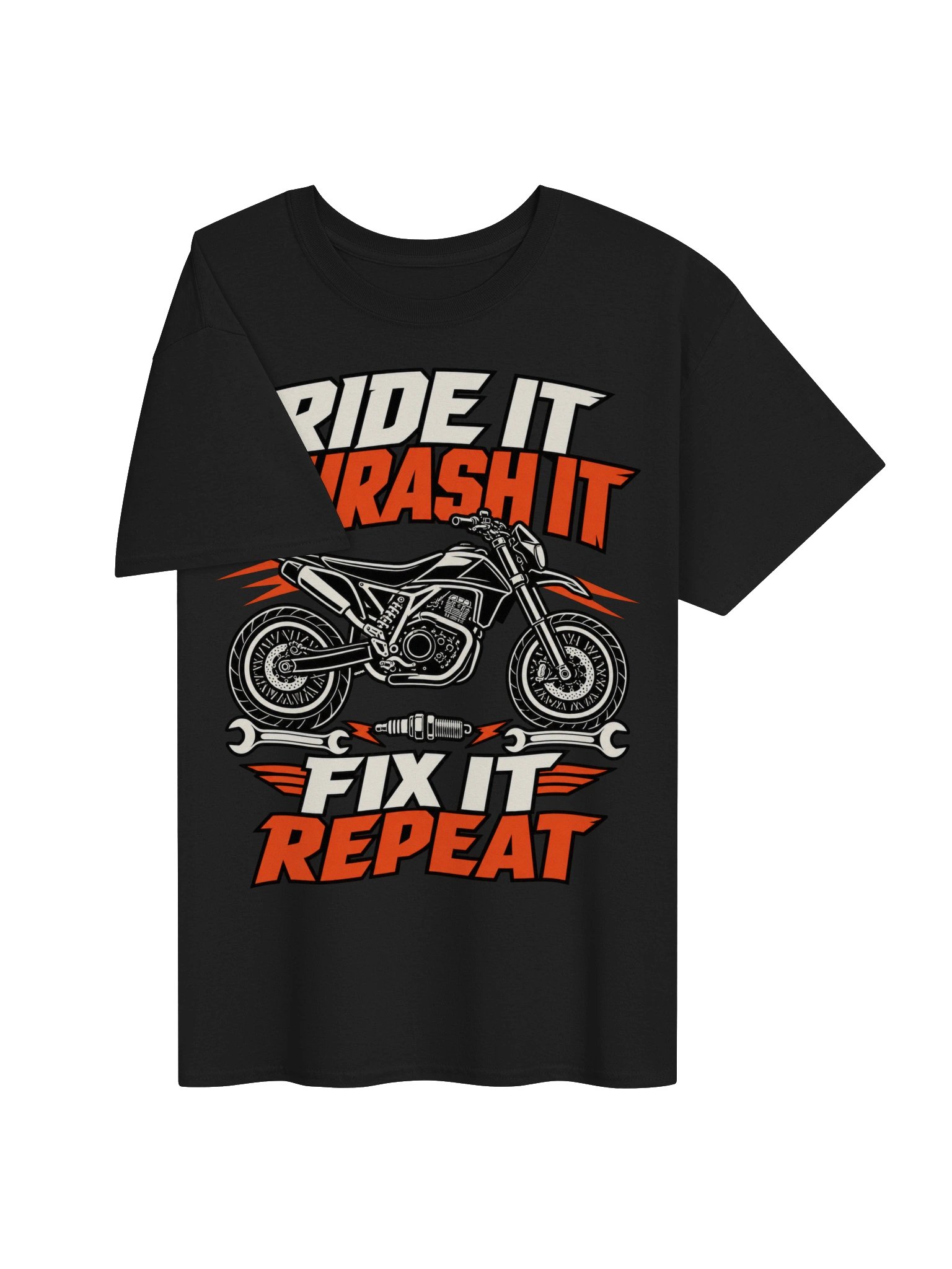 Ride It Thrash It Fix It Repeat Supermoto Motorcycle T-Shirt product image (3)