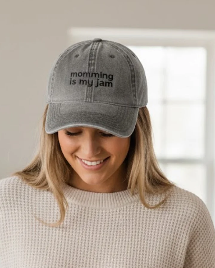 momming is my jam | Vintage Wash Dad Hat - Embroidered Mom Humor Cap with Back Detail product image (1)