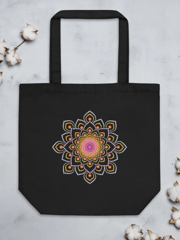 Simple Colorful Dot Mandala Eco-Friendly Organic Tote Bag product image (2)
