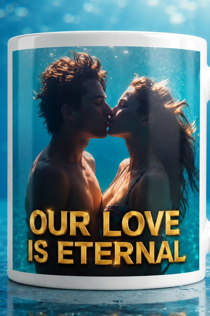 "Our Love Is Eternal Mug - Romantic Underwater Couple Coffee Cup" product image (1)