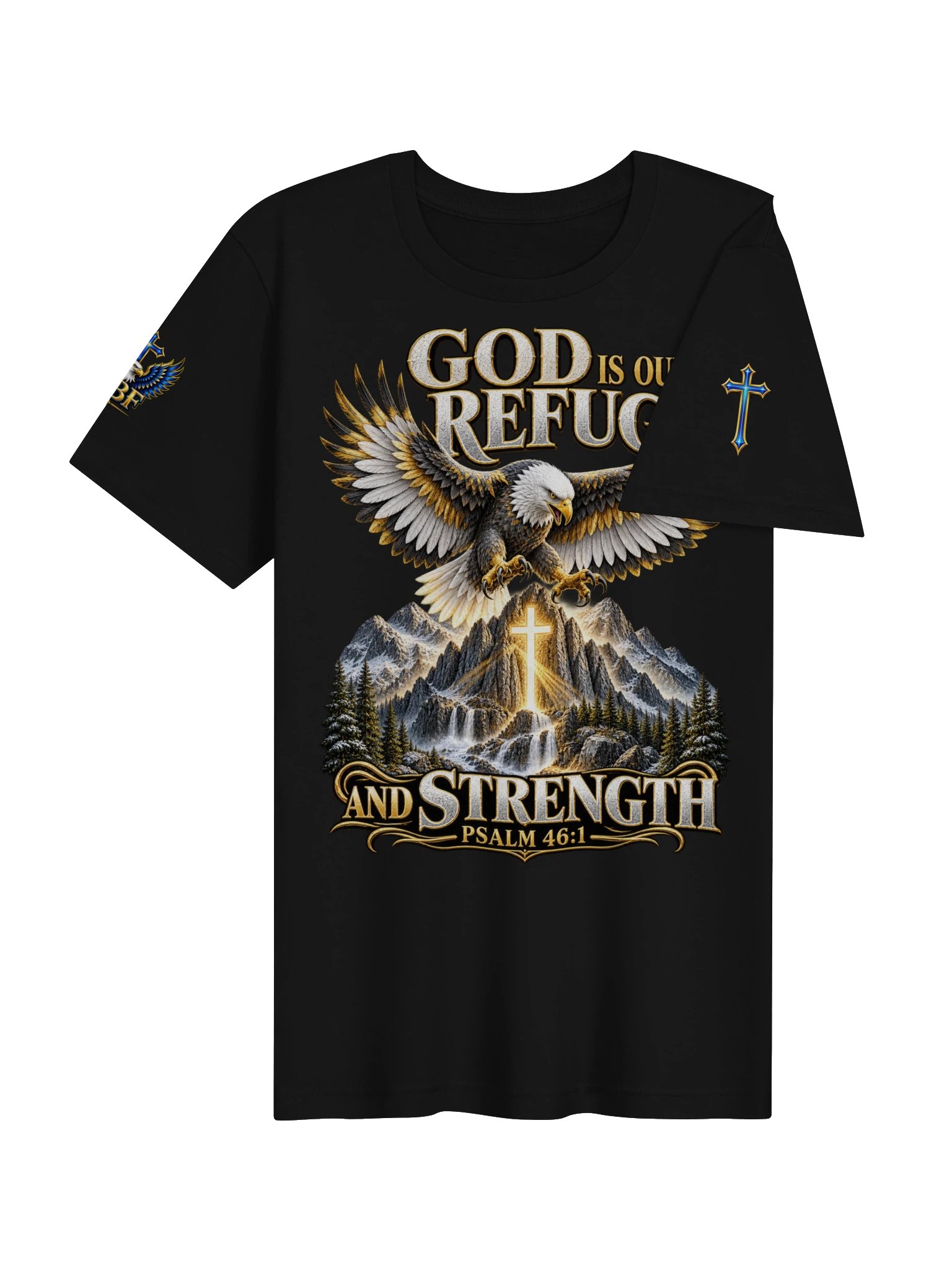 God Is My Strength — Golden Chain Eagle T-Shirt product image (4)