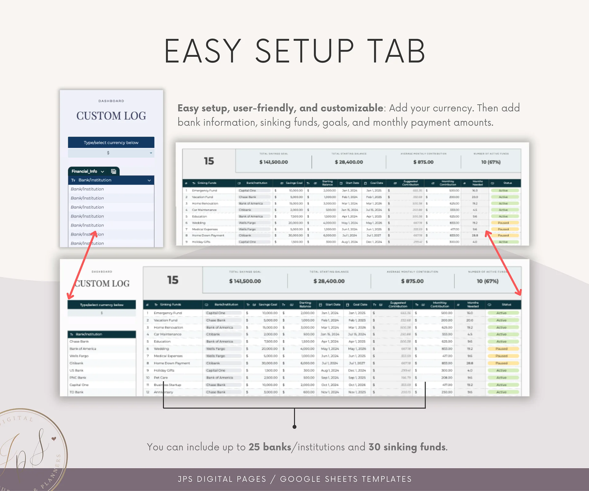 Sinking Funds Tracker Spreadsheet, Google Sheets Savings Tracker, product image (3)