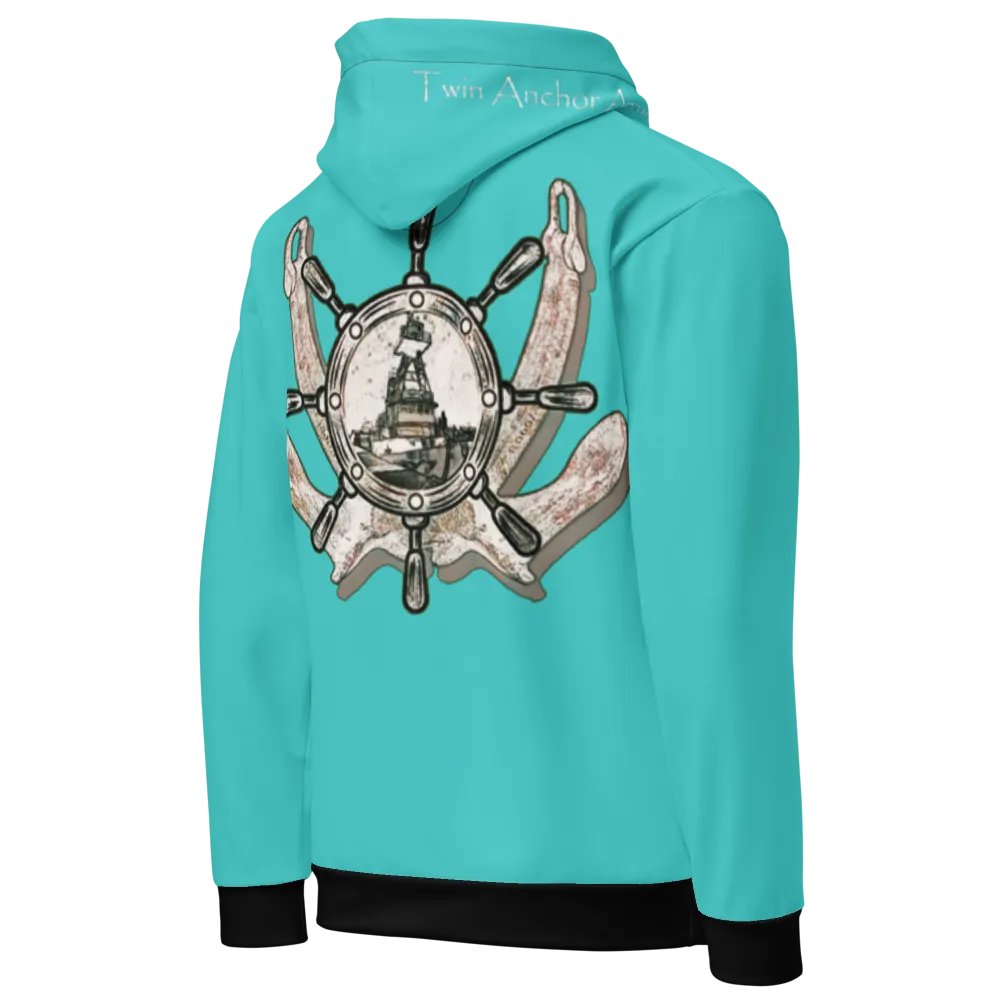 2 Anchor - Ship wheel & Tug CE (Turquoise)– Performance Marine Wear | Twin Anchor Apparel North Current Line product image (3)