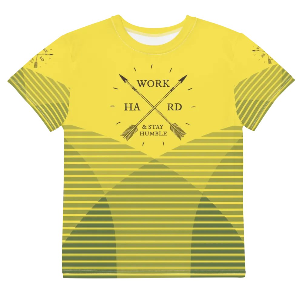 'Work Hard & Stay Humble' Work Ethic Yellow Youth T-Shirt product image (10)