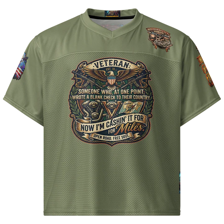MötoGraffitti Veterans OD Green Football Jersey product image (1)