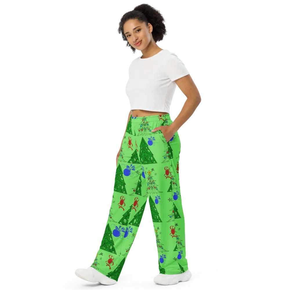 Christmas Trees on Green Wideleg Pants product image (4)