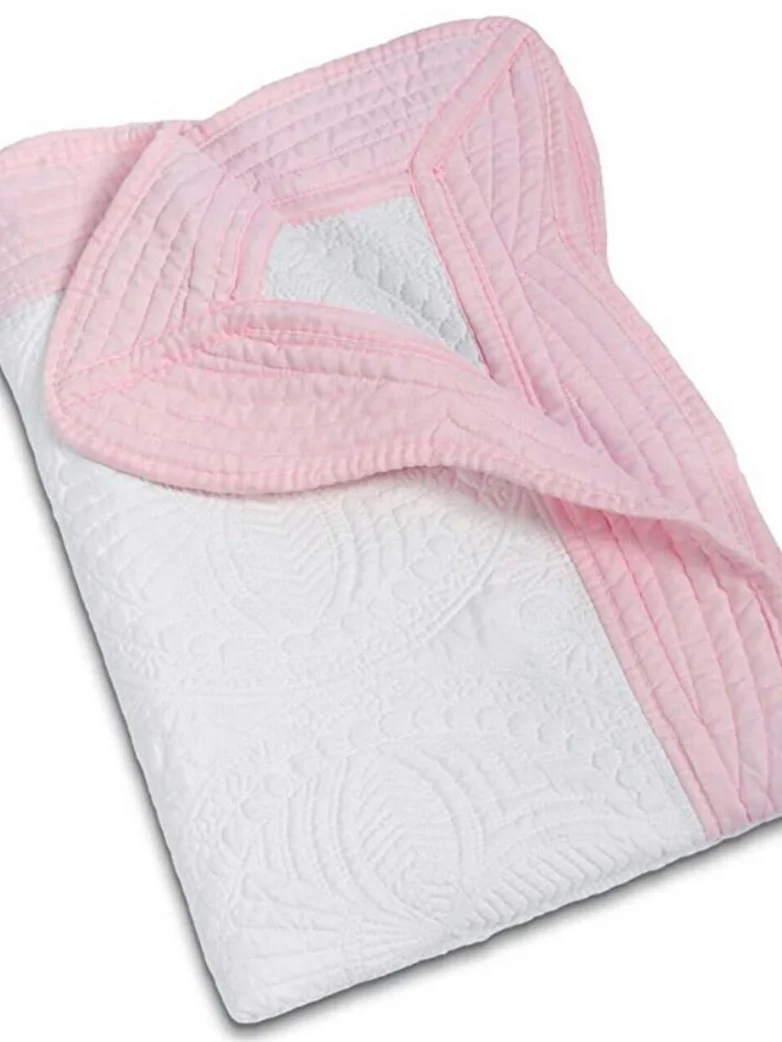 Personalized Girl Baby Baptism Blanket – Embroidered Cotton Christening Quilt | Custom Baby Name Keepsake Gift product image (3)