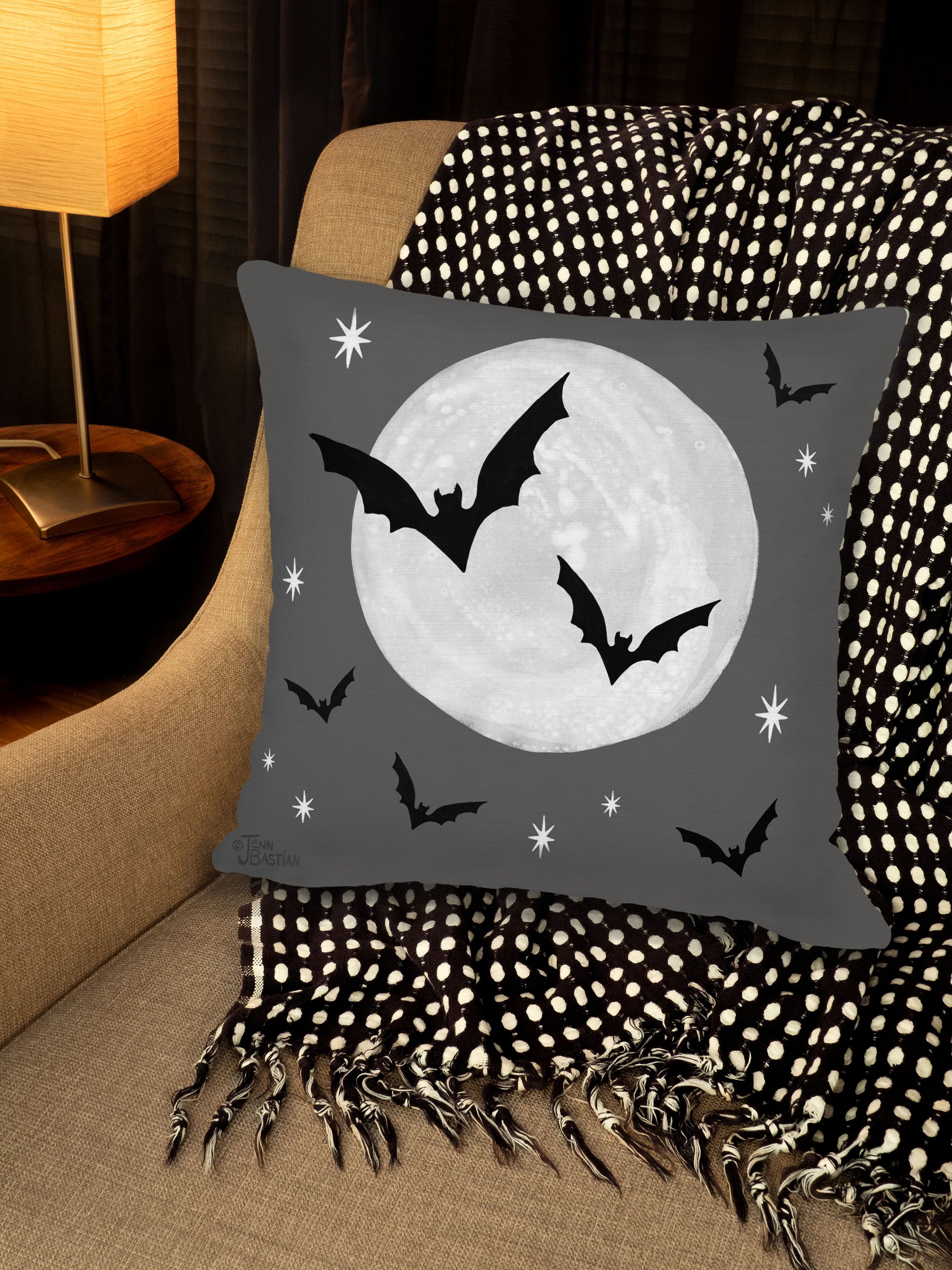 THROW PILLOW - DOUBLE-SIDED BATS & DOTS product image (5)