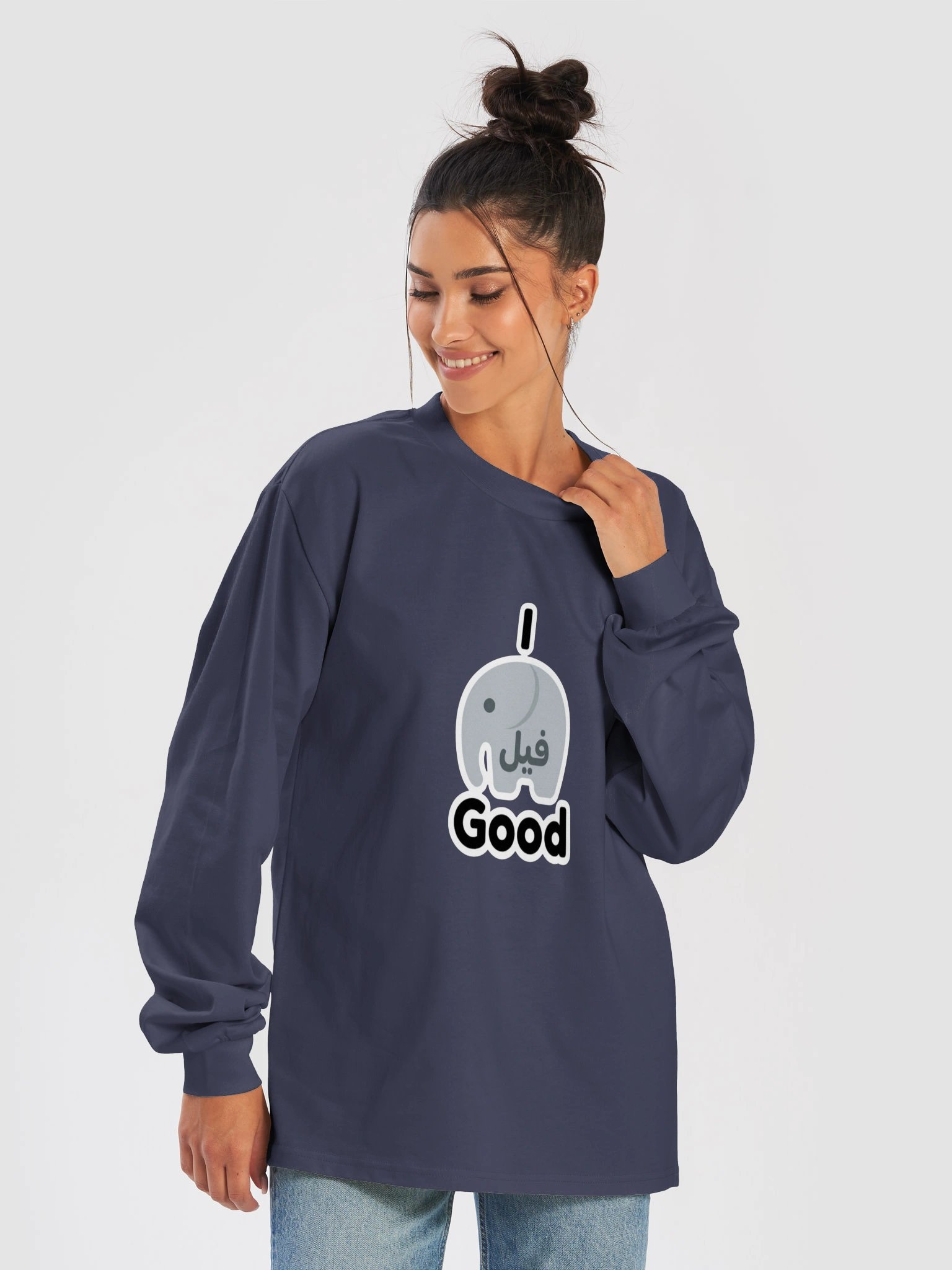 “I Feel Good” Heavyweight Long Sleeve Shirt – فيل Moroccan Wordplay product image (6)