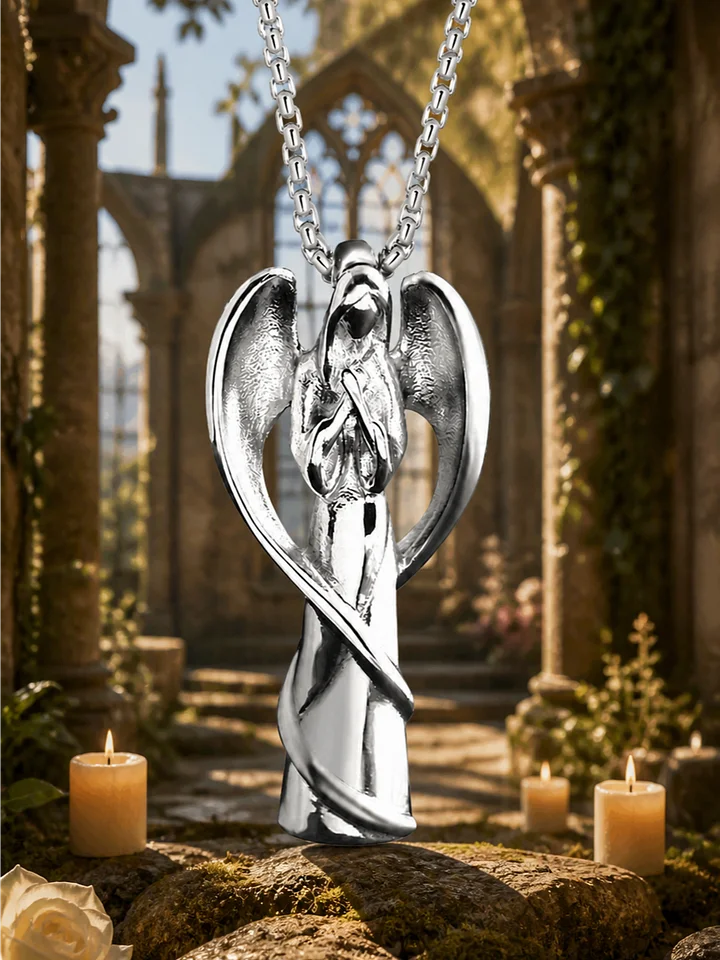 The Armored Kingdom Praying Guardian Angel Wing Pendant Necklace-Faith Inspired Jewelry-Durable product image (1)