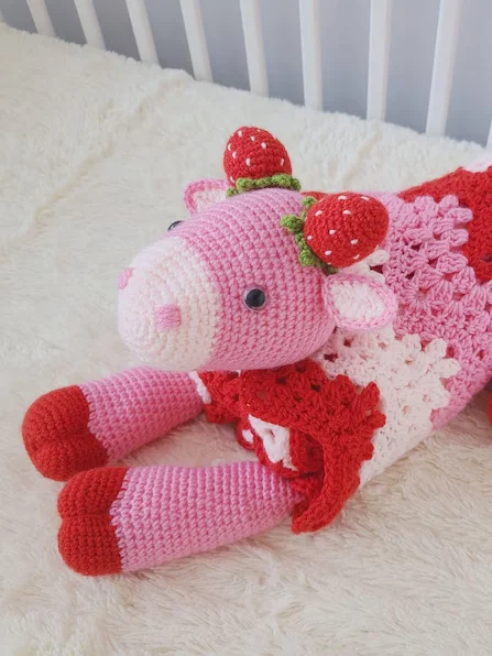 Strawberry Cow Crochet Baby Blanket Pattern - Amigurumi Afghan PDF Pattern - Crafting Happiness product image (5)