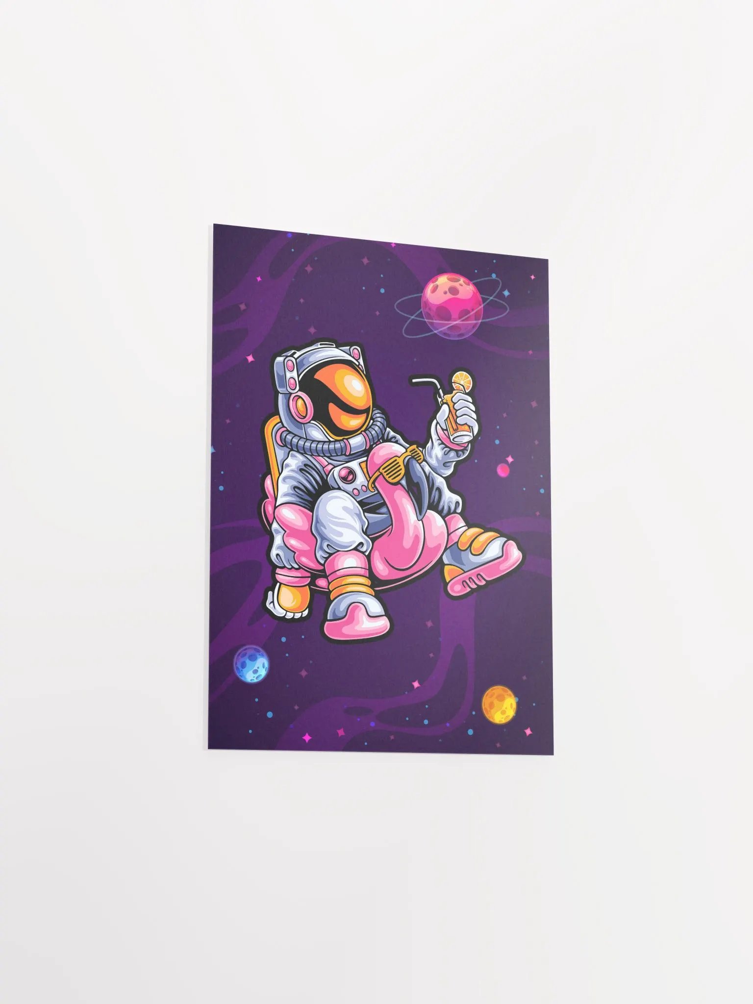 Relaxing astronaut in space — space poster, synthwave space, neon space, aesthetic poster product image (8)
